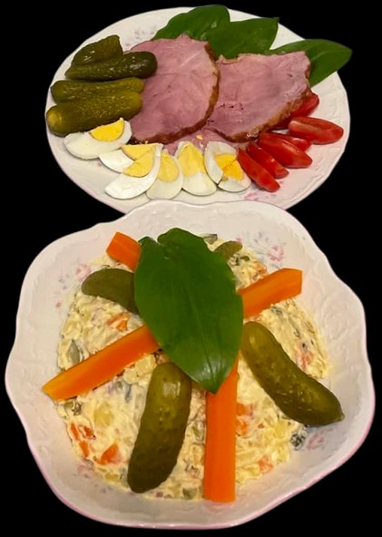 zemiakovy salat a sunka